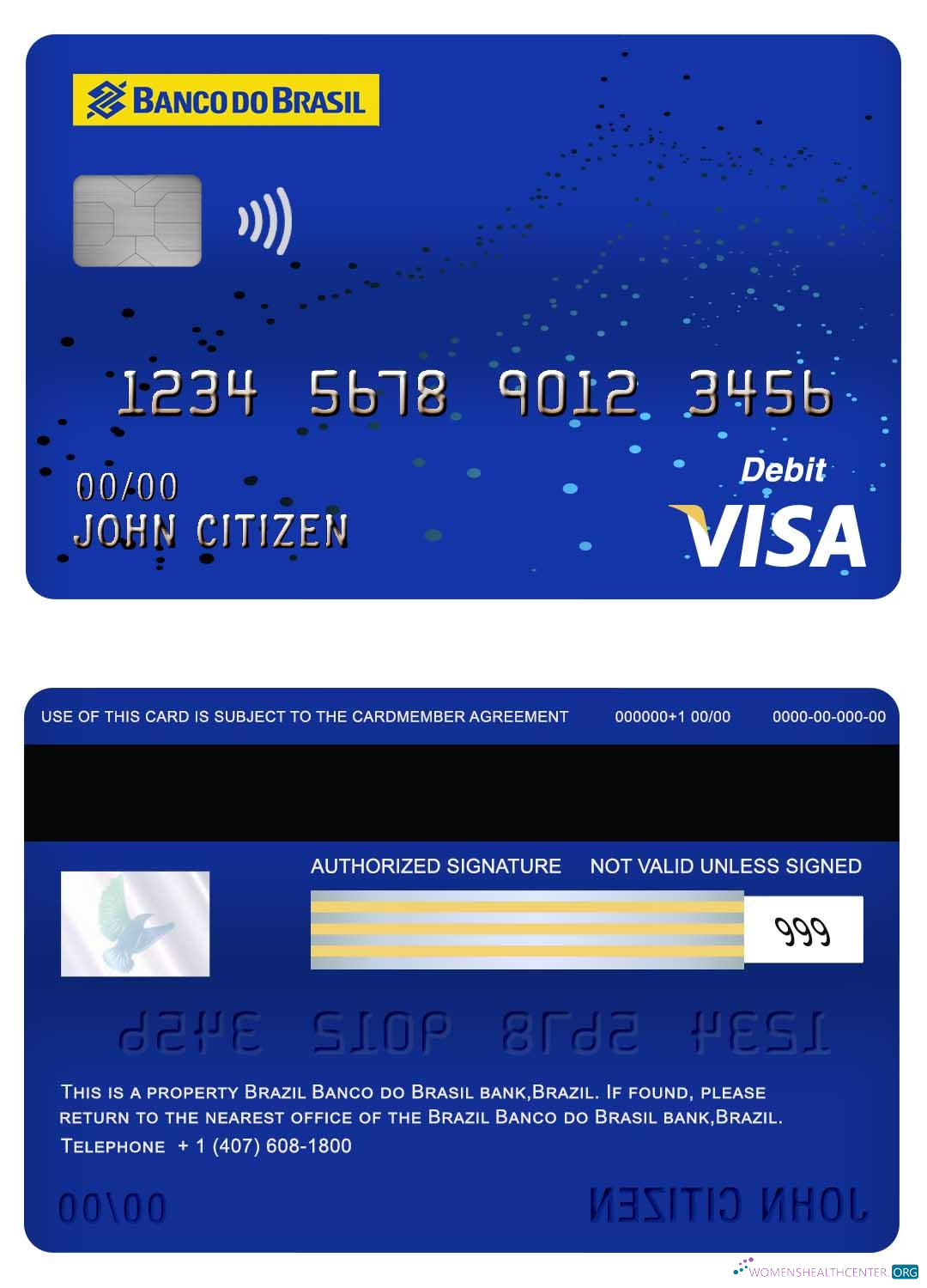 Download Brazil Banco do Brasil bank visa debit card Photoshop template